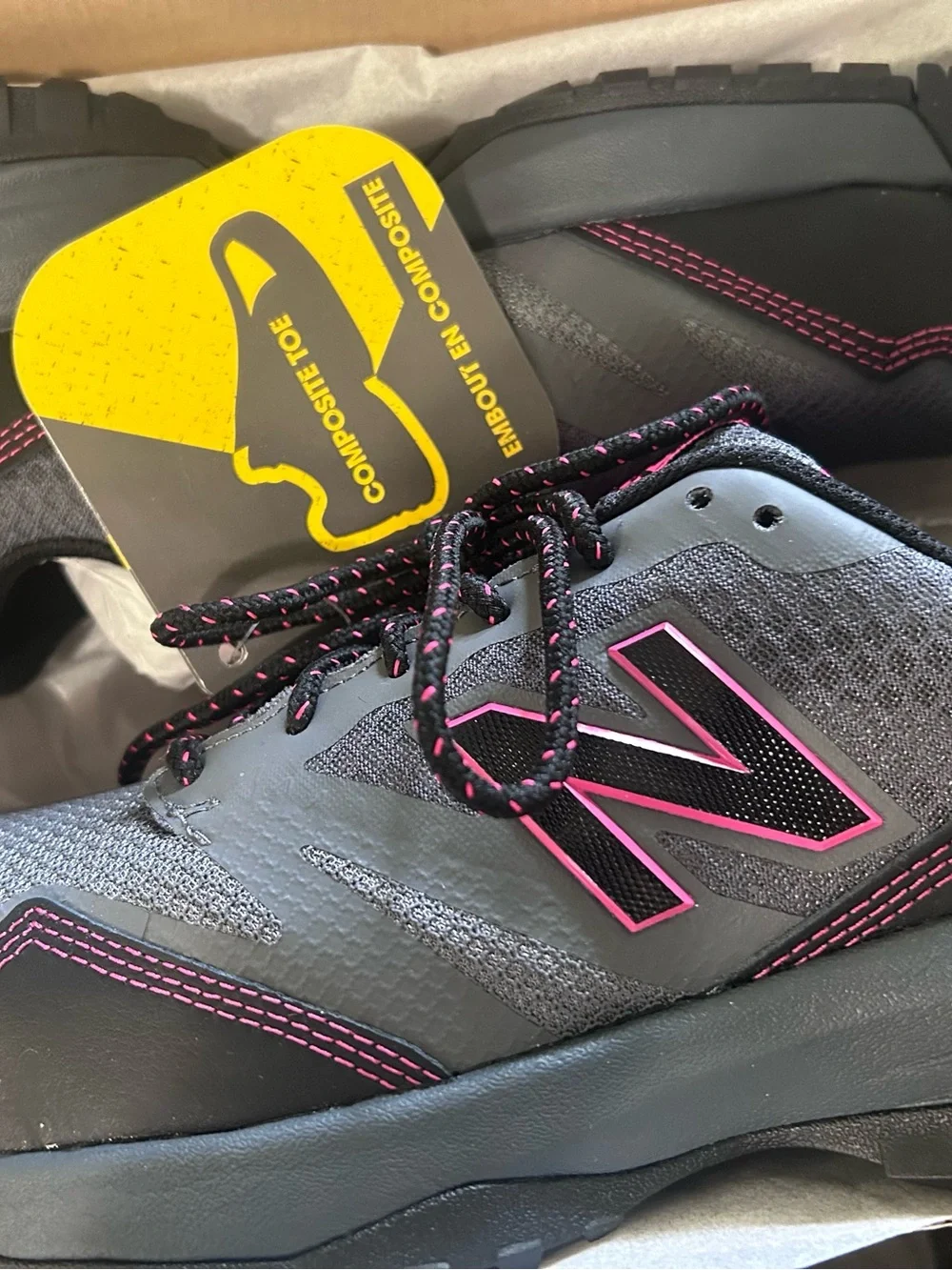 New Balance Black with Pink Accent Work Sneakers